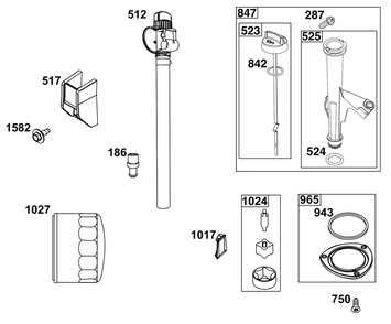 Lubrication Group Diagram and Parts List for 44X977-0012-G1  Briggs and Stratton Engine